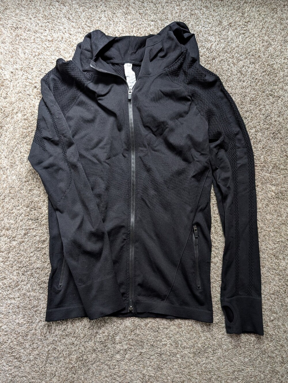 Fabletics Kiley Seamless Hooded Jacket Full Zip Nylon With Cutout Details Sz L‎